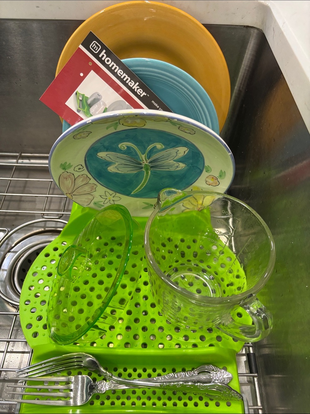 Bright Green In-Sink Dish Drying Rack - Picture 4 of 4